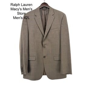 Lauren Ralph Lauren Brown Wool Slim Fit Blazer Sport Coat 42L Macy's Men's Store